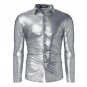 2017 Shirt Men Shiny Casual Black/Golden/Silver Slim Luxury Long Sleeve Shirts Leisure Fashion Shine
