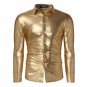2017 Shirt Men Shiny Casual Black/Golden/Silver Slim Luxury Long Sleeve Shirts Leisure Fashion Shine