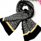 Fashion  Brand  Mens 100% Silk  Long Scarf Cravat Scarives  Double Layer  Black__ For Spring Autumn 