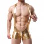 Sexy Gay Men Underwear jockstrap Wrestling Singlets Boxers jumpsuit Bodysuit Faux Leather Erotic lin