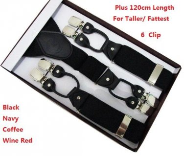 2017 High Quality 3.5Cm Wide Plus Size 120cm Length Men Adjustable Six Clip-on Y-Back Black Navy Sus
