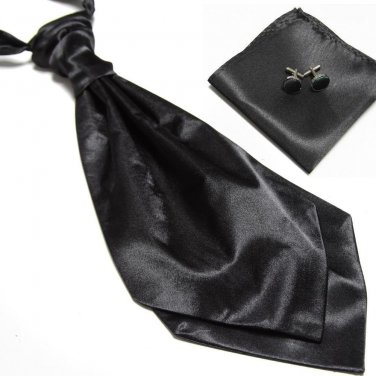 2017 neck tie set for mens cravat ascot handkerchief cufflinks pocket square blue black party weddin