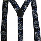 Free Shipping 2017 New Male Punk 3.5cm Wide Adustable 3 Clips Y Back Skull Flame Suspenders For Mens