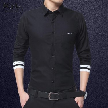 Popular Plus Size 4XL Solid Color Business Men Dress Shirts Long Sleeve White Black Color Classical 