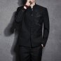 Men Black Slim Tunic Jacket Single Breasted Blazer Printed dragon School Uniform Gakuran College Coa