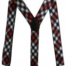 Free Shipping 2017 New Fashion 3.5 cm Wide Men Black Red White Plaid Clip-on Suspenders Elastic Brac