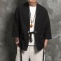 Ethnic style loose kimono open stitch thin cotton cardigan leisure literature black jacket Three Qua