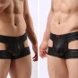 Fashion Men Underwear Hollow Leather Panties Sexy Underpants Uderwear BK/S