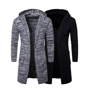 2017 Simple Design Hoodie Sweatshirt Slim Fit Hooded knit Long Sweatshirt Long Sleeve Tops Gray Blac