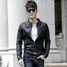 black new 2014 autumn winter Euro fashion brand men\'s slim motorcycle jacket casual male plus velve