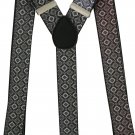 2017 New Vintage 3.5cm Wide Adjustable Brown Geometric Elastic Suspender Braces For Mens