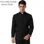 Jacket+Pants+Tie Chinese Tunic Suits Formal Meeting Black Suit Slim Fit Mandarin Button Front Classi