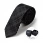 Mens Shirt Casual Business Tie 2017 Classic Black Plaid Jacquard Woven Silk Ties for Men 5CM Slim Sk