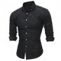 2017 Newest Black Blue Fashion Classic Men Turn-down Collar Long Sleeve Shirt Dark Embosse