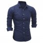 2017 Newest Black Blue Fashion Classic Men Turn-down Collar Long Sleeve Shirt Dark Embosse