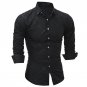 2017 Newest Black Blue Fashion Classic Men Turn-down Collar Long Sleeve Shirt Dark Embosse