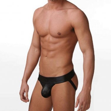 Sexy Men\'s Thongs G-string Underwear Leather Jockstrap Boxer Briefs Underpants L