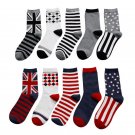 spring autumn fashion british style patterns socks for men American flag print socks 5pairs/lot