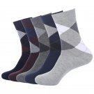 US7-10 high quality autumn winter men business cotton socks male diamond lattice long socks 5pairs/l