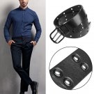Fashion Wild Hollow PU Belt Double Needle Fashion Steam Unisex Black Belt