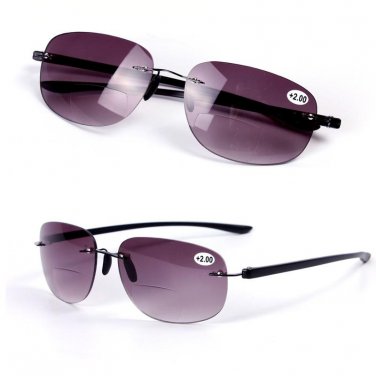 Frameless Reading Sunglasses Women Men Watch Eyewear Presbyopic Bifocal Glasses Diopter Rimless Ocul