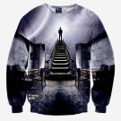 Very popular style Men\'s 3d sweatshirts print A person watch the space meteor shower casual Stairs 