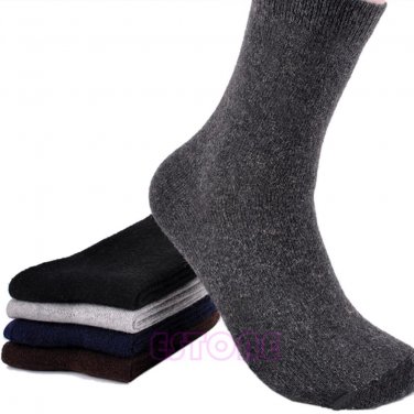 5 Pair Pure Color Men\'s Warm Winter Thick wool mixture ANGORA Cashmere Socks