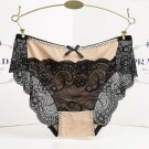 Women lace Panties Seamless Cotton Panty Hollow briefs Underwear Beige