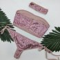 Sexy Women Halter Bandage Suit Bling Sequin Underwear Set