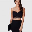 Women Translucent Underwear Sheer Lace  Condole belt Strap Lingerie Bra Tops BK