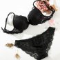 Women Push Up Lace Padded Bra Set Embroidery Underwear BK/70A
