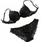 Women Push Up Lace Padded Bra Set Embroidery Underwear BK/70A