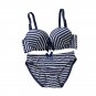 Women Seamless Stripes Bra Sets Thin Push Up Adjustable Padded Brassiere Lingerie Underwear +Brief S