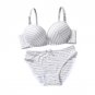 Women Seamless Stripes Bra Sets Thin Push Up Adjustable Padded Brassiere Lingerie Underwear +Brief S