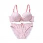 Women Seamless Stripes Bra Sets Thin Push Up Adjustable Padded Brassiere Lingerie Underwear +Brief S