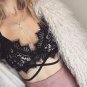 Women Boho Translucent Underwear Sheer Lace Frenum Strap Lingerie Bra Top L
