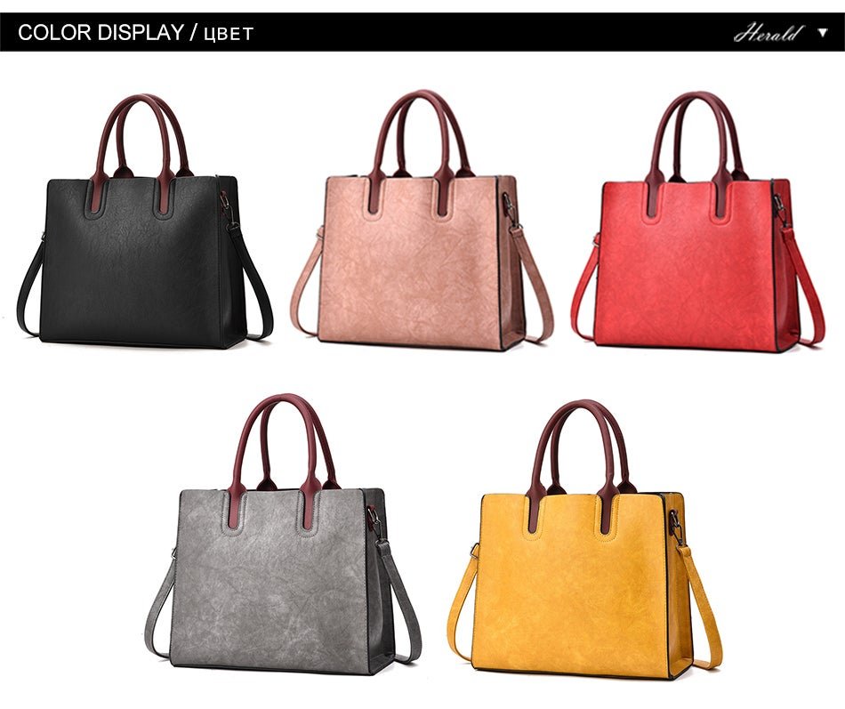 Herald Fashion PU Leather Women\'s Handbags PU Leather Female Handbags Designer Casual Tote Luxury S