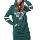 Green Letters Printed Women\'s Hooded Dress