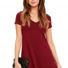 Burgundy Trendy Sweetheart Neck Pocket Shirt Dress