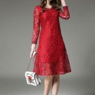 Long Sleeve Solid Color Women\'s Lace Dress