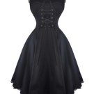 Black Sleeveless Lace-Up Women\'s Day Dress