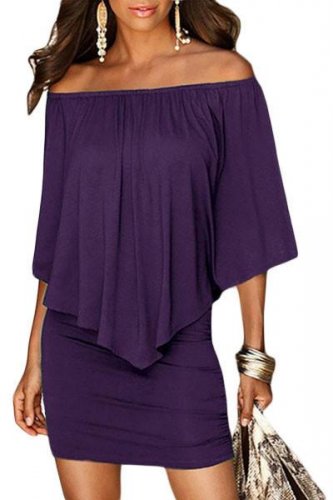 Multiple Dressing Layered Purple Mini Dress
