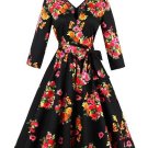 Black Floral Lace up Women\'s Day Dress
