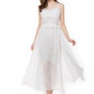 White Backless Lace Patchwork Women\'s Maxi Dress