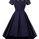 Dark Blue Lace Patchwork Women\'s Day Dress
