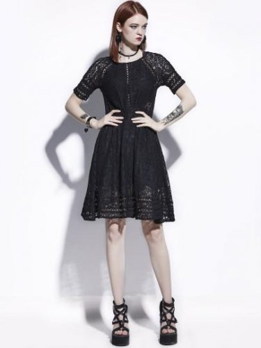 Round Neck Hollow Women\'s Lace Dress