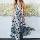 Lace-Up Stripe Expansion Women\'s Maxi Dress
