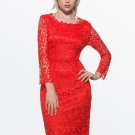 Red Slash Neck Backless Women\'s Lace Dress