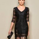 Black Tassels Half Sleeve Women\'s Lace Dress
