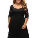 Half Sleeve Plus Size Women\'s Lace Dress